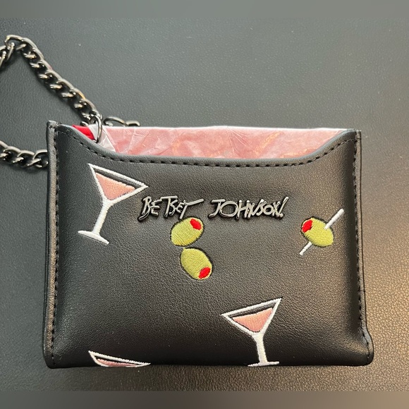 Betsey Johnson Handbags - Betsey Johnson Black Wallet with Cocktail Embroidery - NWT